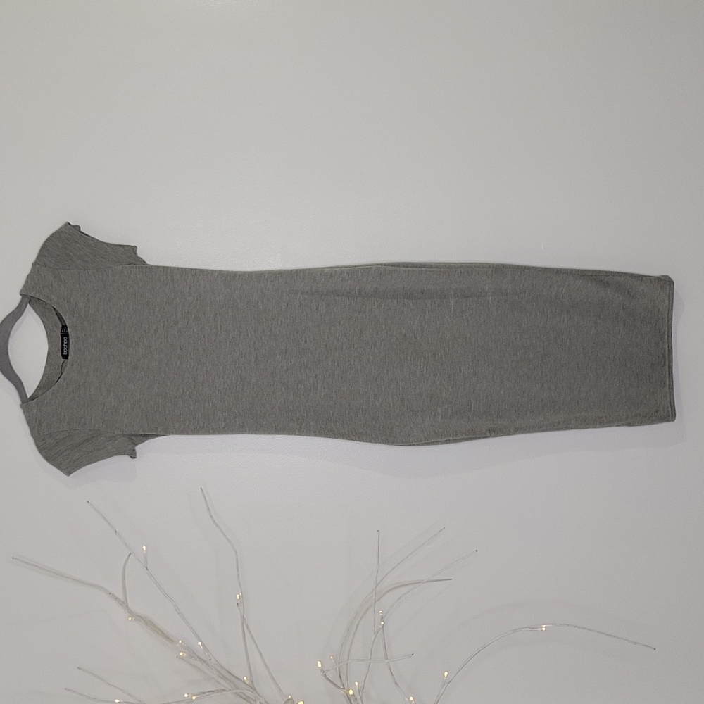 Boohoo Gray Bodycon Tee Shirt Midi Dress SZ 2